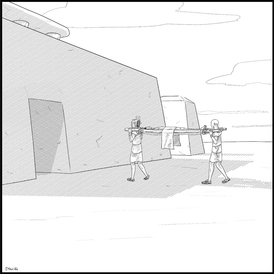 Illustrations showing ceremony process by Mikael Holz